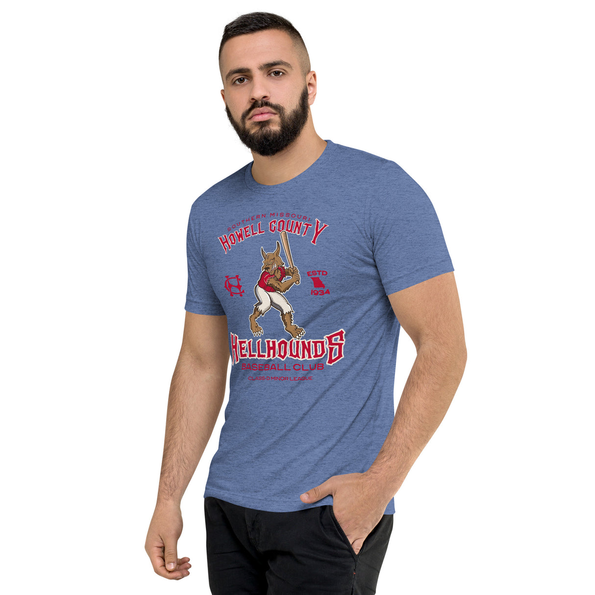 Howell County Hellhounds Retro Minor League Baseball Team-Tri-Blend Shirt - outfieldoutlaws