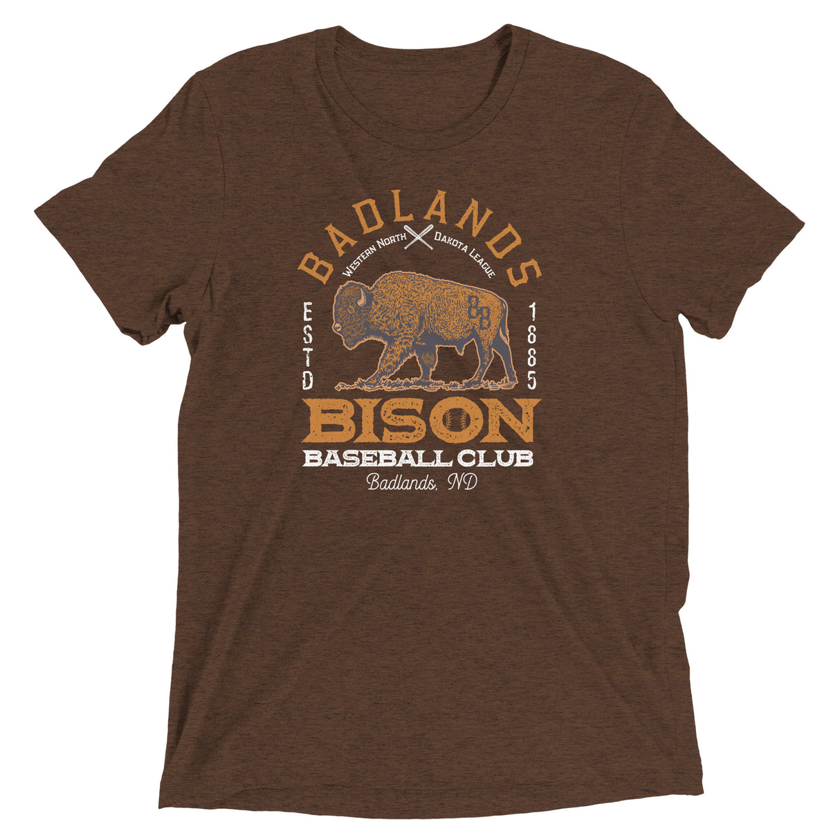 Badlands Bison Retro Minor League Baseball Team-Tri-Blend Shirt