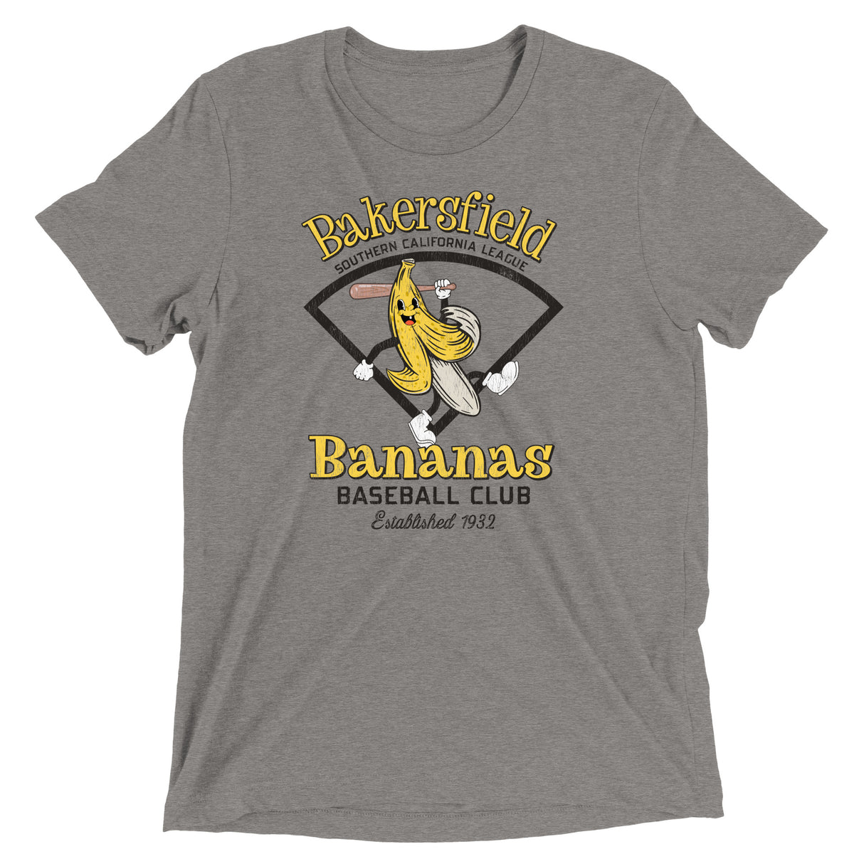 Bakersfield Bananas Retro Minor League Baseball Team-Tri Blend Shirt - outfieldoutlaws