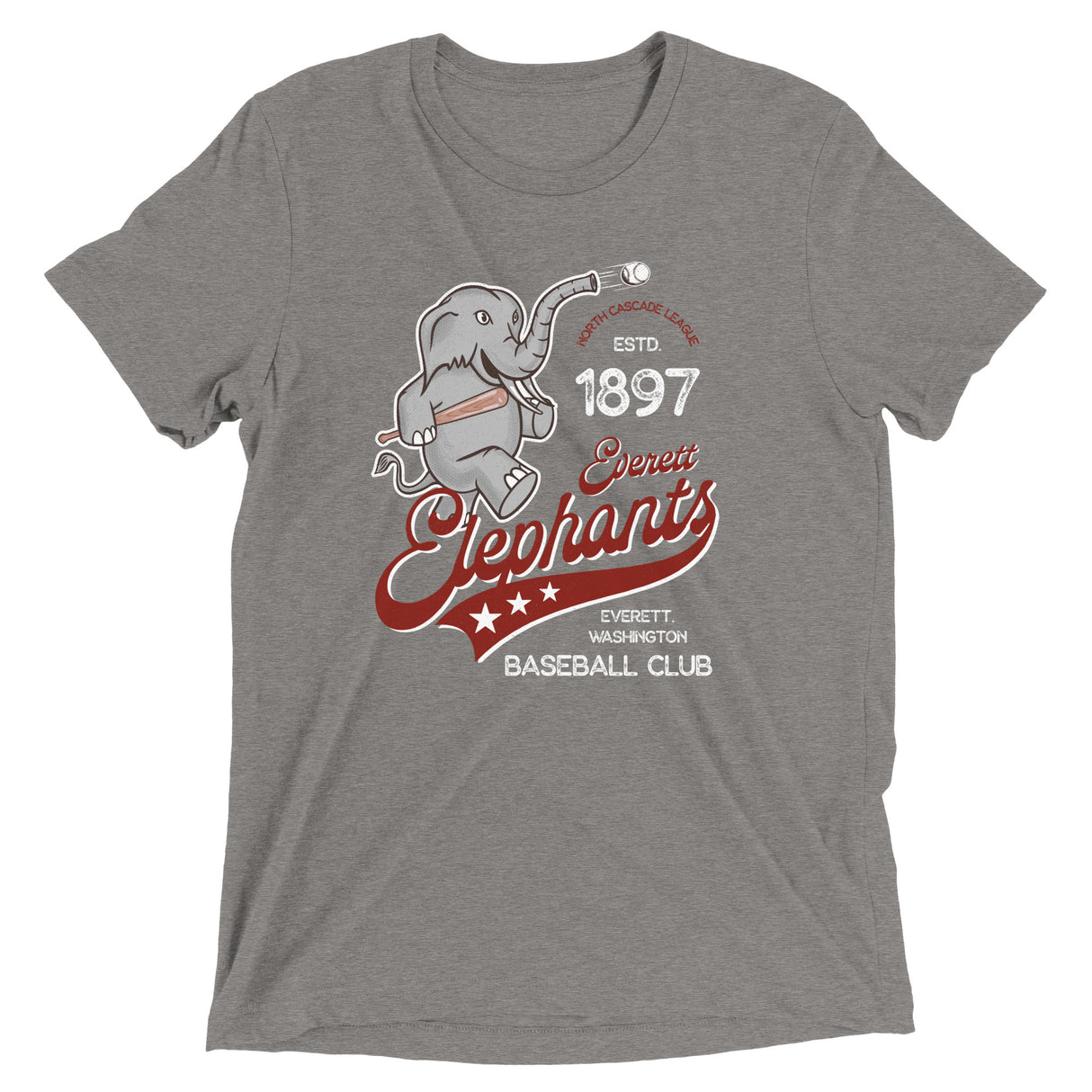 Everett Elephants Retro Minor League Baseball Team-Tri-Blend Shirt - outfieldoutlaws