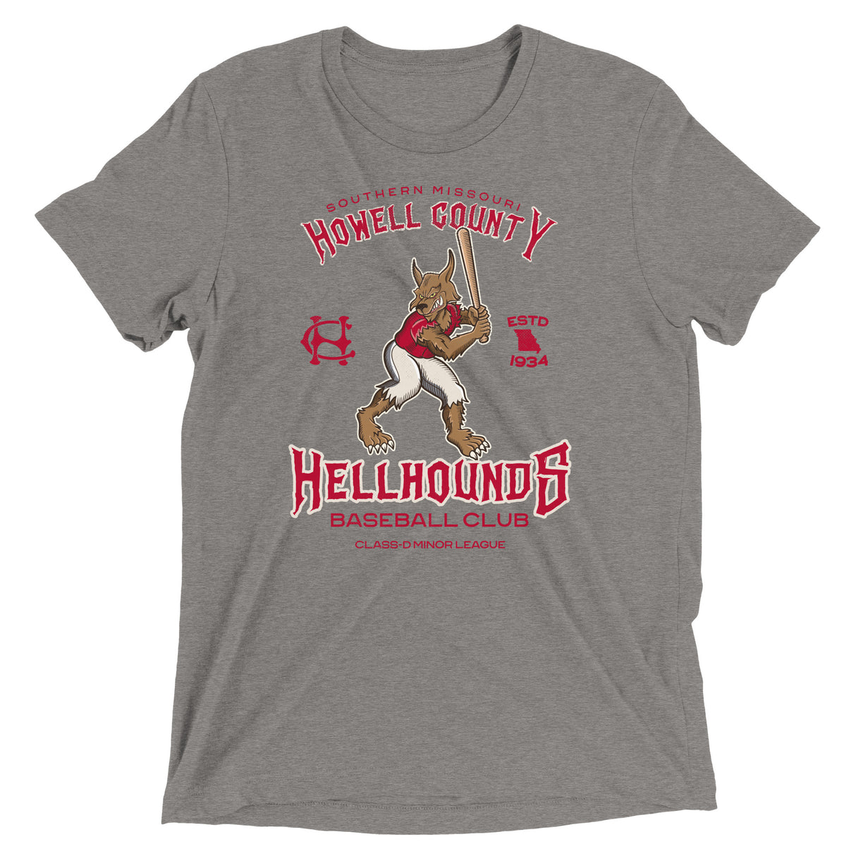 Howell County Hellhounds Retro Minor League Baseball Team-Tri-Blend Shirt - outfieldoutlaws