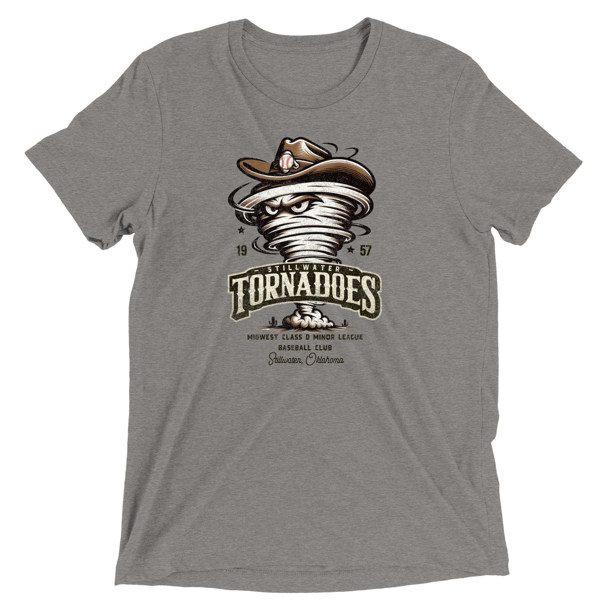 Stillwater Tornadoes Retro Minor League Baseball Team-Tri-Blend Shirt - outfieldoutlaws