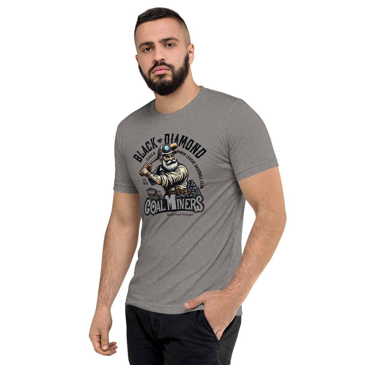 Black Diamond Coal Miners Retro Minor League Baseball Team-Tri-Blend Shirt - outfieldoutlaws