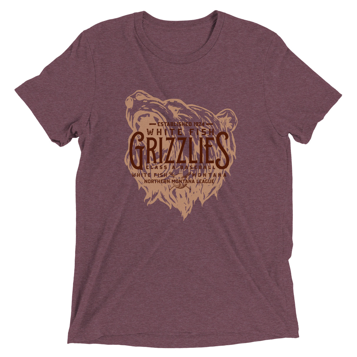 White Fish Grizzles Retro Minor League Baseball Team-Tri-Blend Shirt - outfieldoutlaws