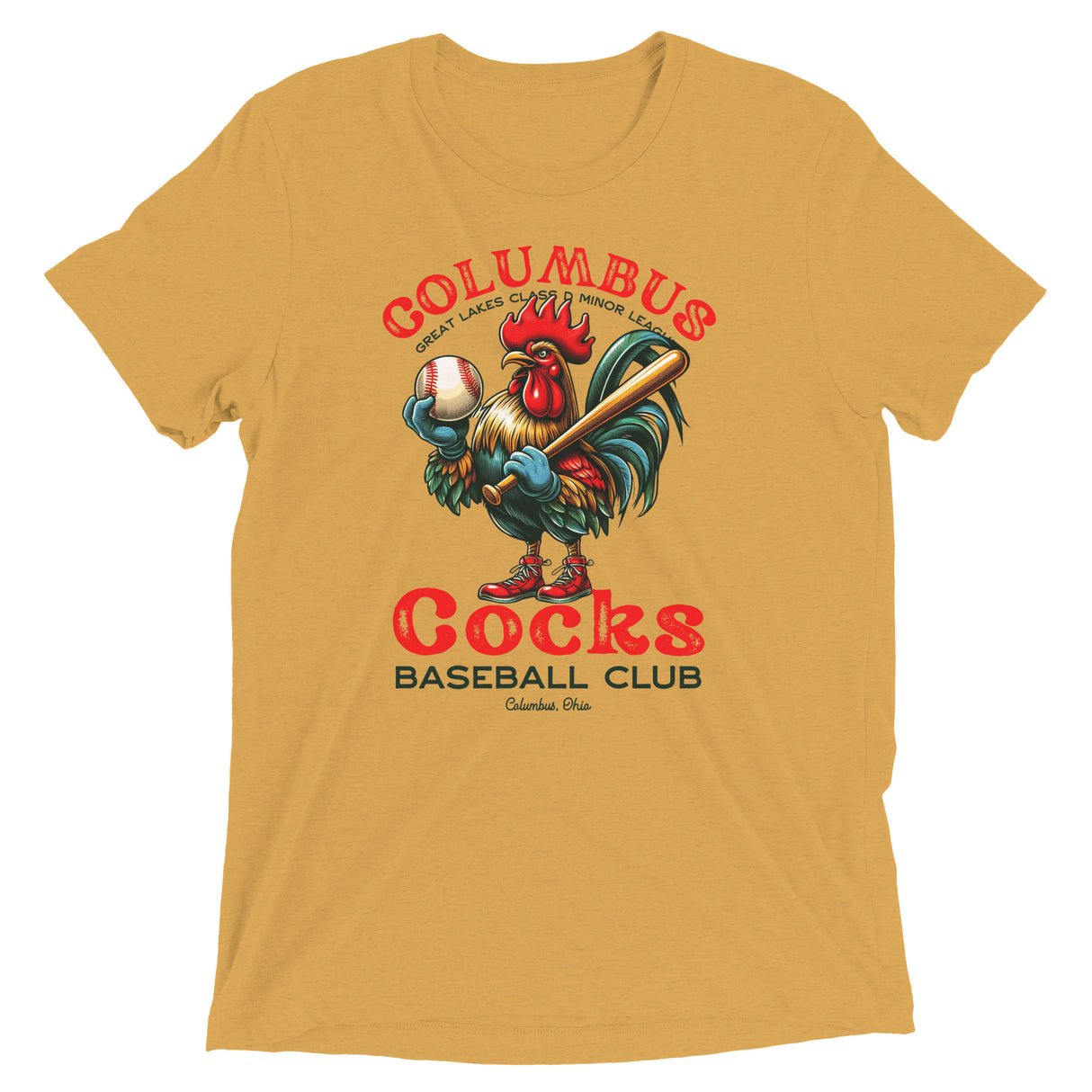 Columbus Cocks Retro Minor League Baseball Team-Tri-Blend Shirt - outfieldoutlaws