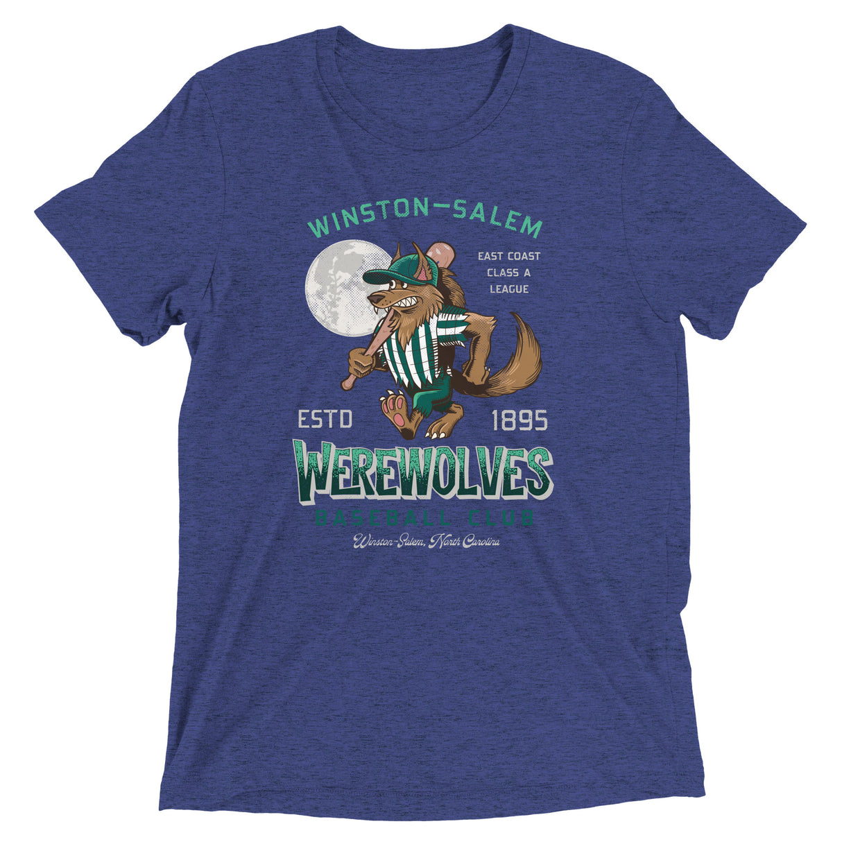 Winston-Salem Werewolves Retro Minor League Baseball Team-Tri-Blend Shirt - outfieldoutlaws