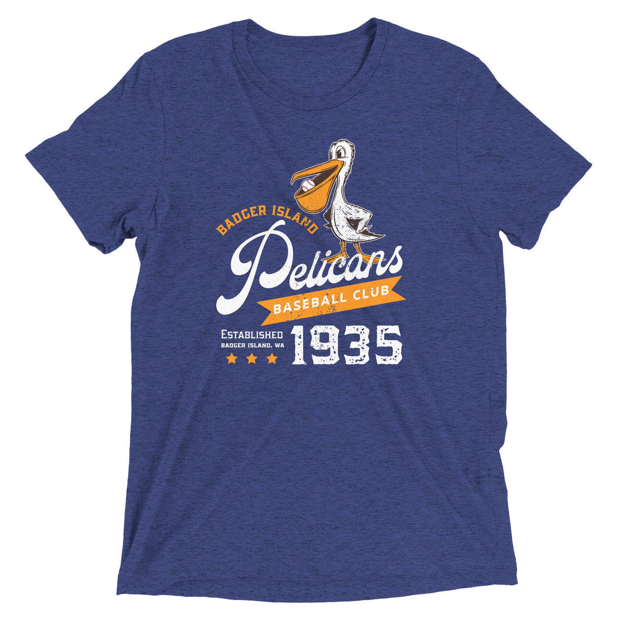 Badger Island Pelicans Retro Minor League Baseball Team-Tri-Blend Shirt - outfieldoutlaws