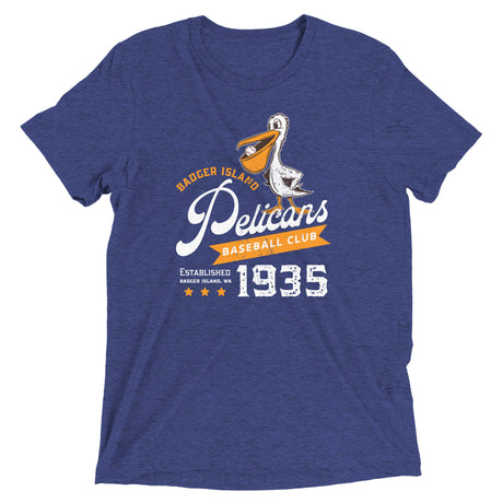 Badger Island Pelicans Retro Minor League Baseball Team-Tri-Blend Shirt - outfieldoutlaws