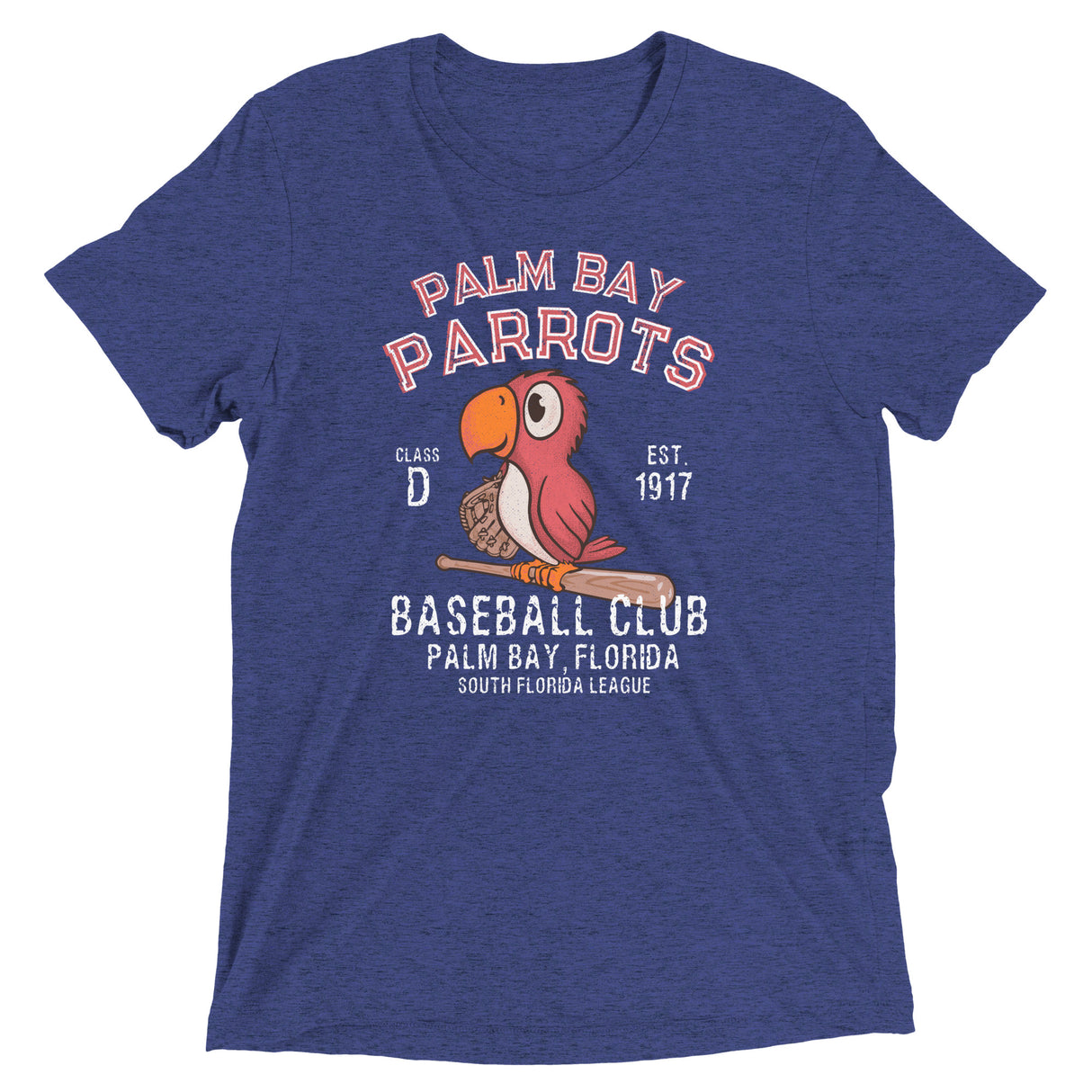 Palm Bay Parrots Retro Minor League Baseball Team-Tri-Blend Shirt - outfieldoutlaws