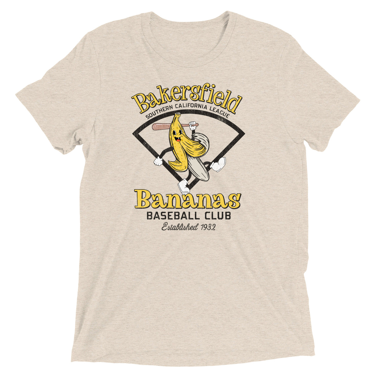 Bakersfield Bananas Retro Minor League Baseball Team-Tri Blend Shirt - outfieldoutlaws