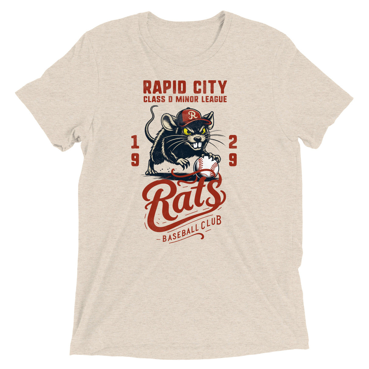 Rapid City Rats Retro Minor League Baseball Team-Tri Blend Shirt - outfieldoutlaws