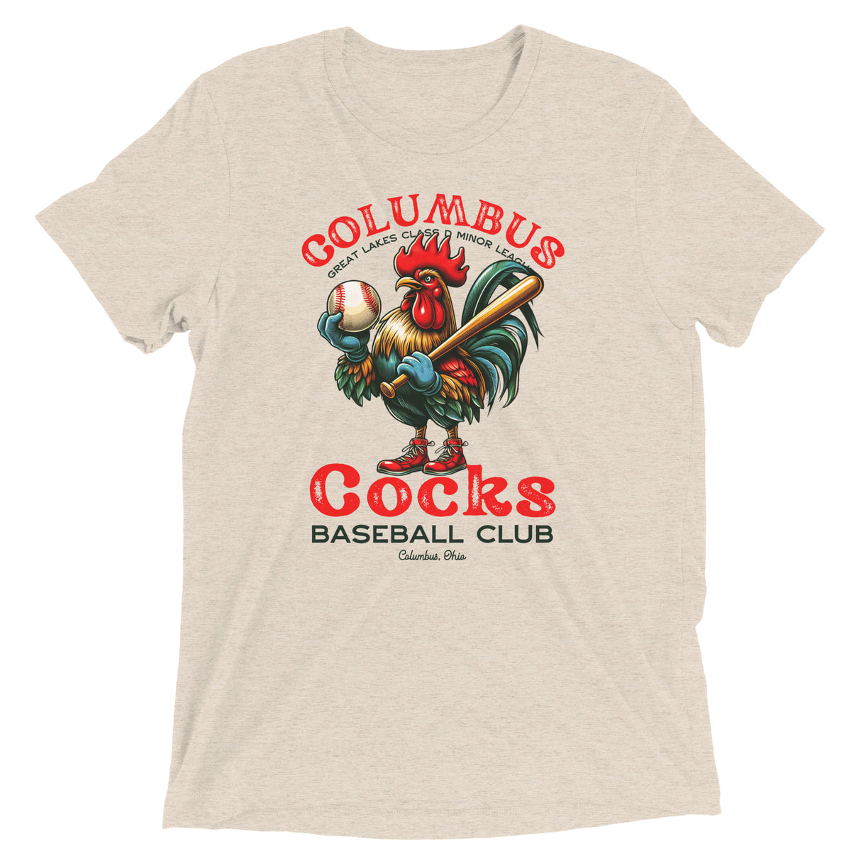 Columbus Cocks Retro Minor League Baseball Team-Tri-Blend Shirt - outfieldoutlaws