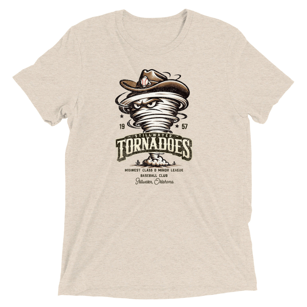 Stillwater Tornadoes Retro Minor League Baseball Team-Tri-Blend Shirt - outfieldoutlaws