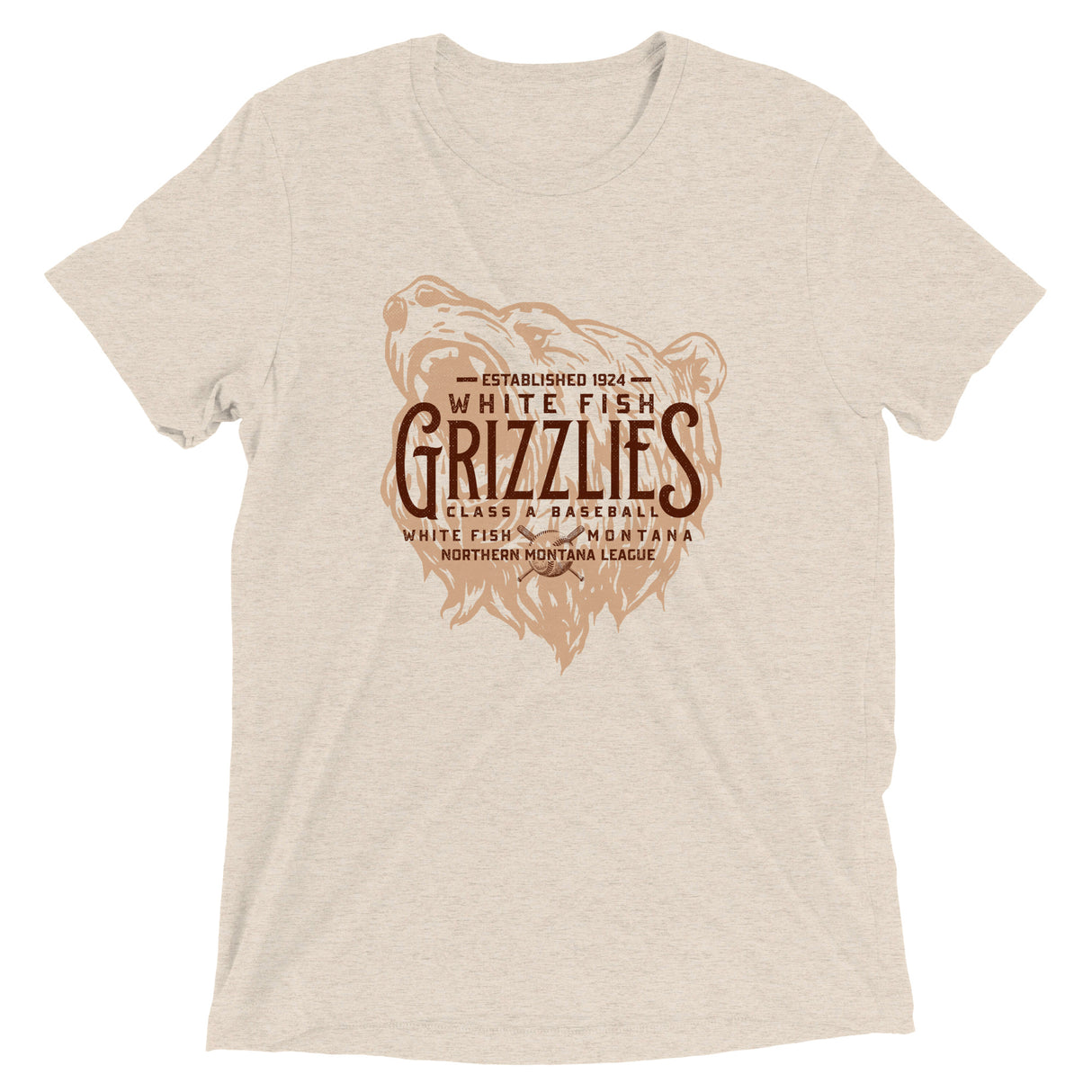 White Fish Grizzles Retro Minor League Baseball Team-Tri-Blend Shirt - outfieldoutlaws