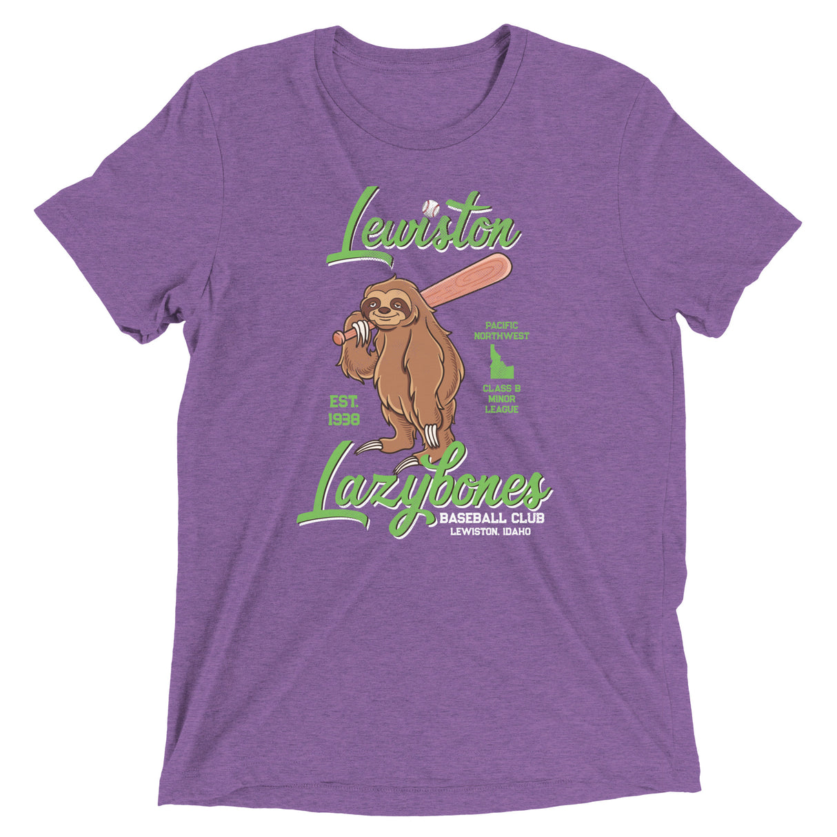 Lewiston Lazybones Retro Minor League Baseball Team-Tri-Blend Shirt - outfieldoutlaws