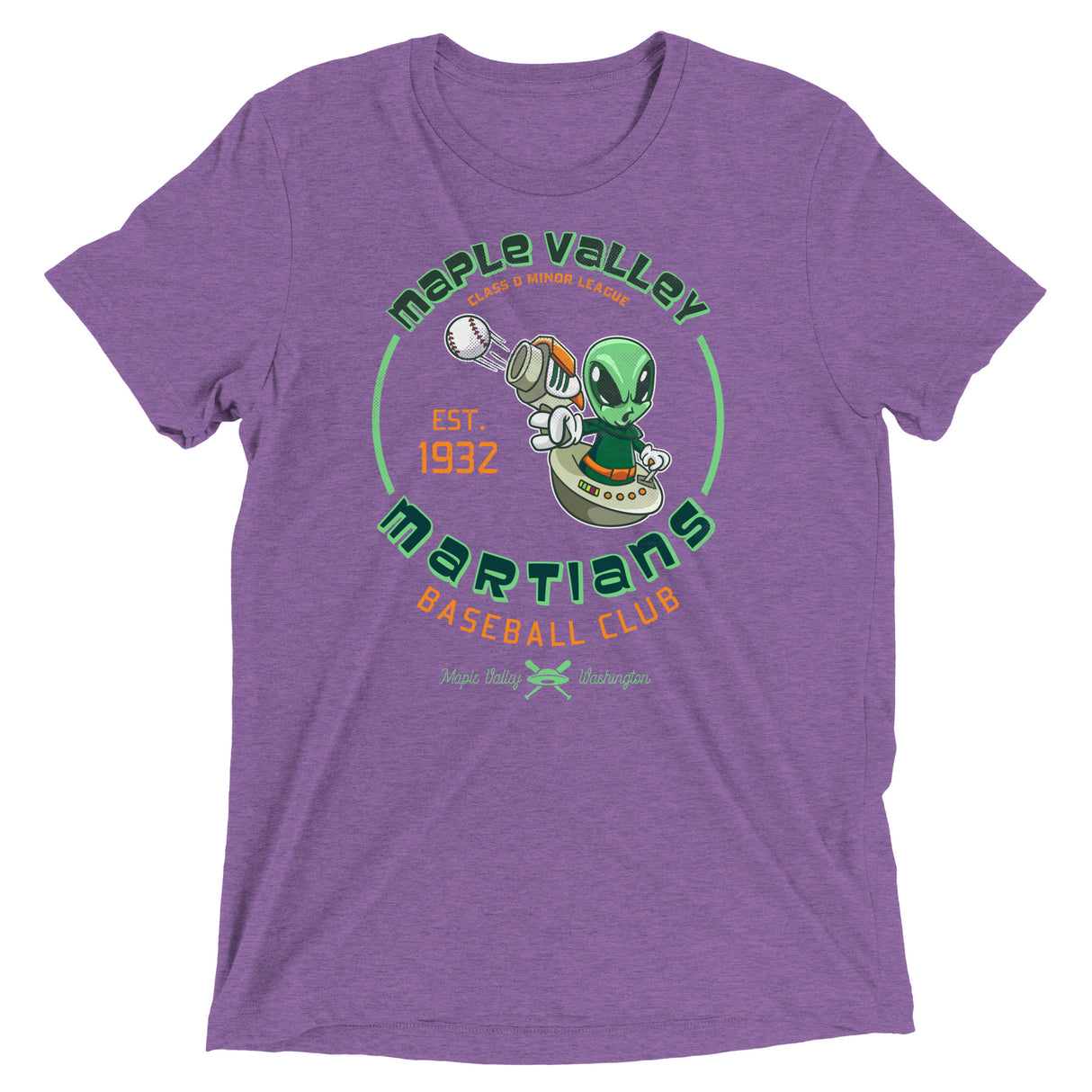 Maple Valley Martians Retro Minor League Baseball Team-Tri-Blend Shirt - outfieldoutlaws