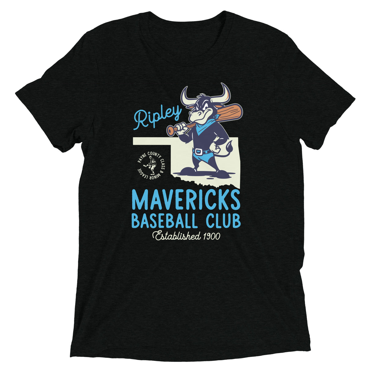 Ripley Mavericks Retro Minor League Baseball Team-Tri-Blend Shirt - outfieldoutlaws