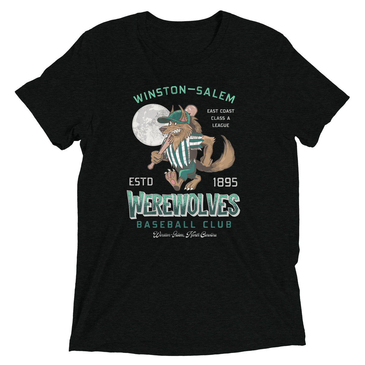 Winston-Salem Werewolves Retro Minor League Baseball Team-Tri-Blend Shirt - outfieldoutlaws