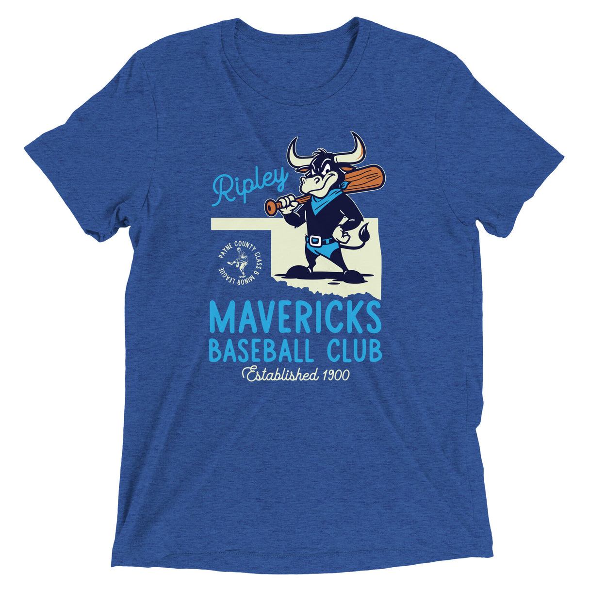 Ripley Mavericks Retro Minor League Baseball Team-Tri-Blend Shirt - outfieldoutlaws