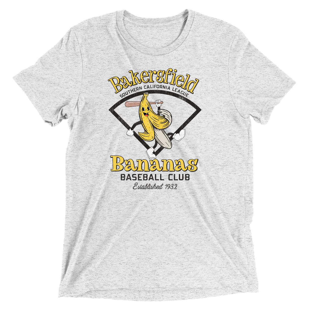 Bakersfield Bananas Retro Minor League Baseball Team-Tri Blend Shirt - outfieldoutlaws