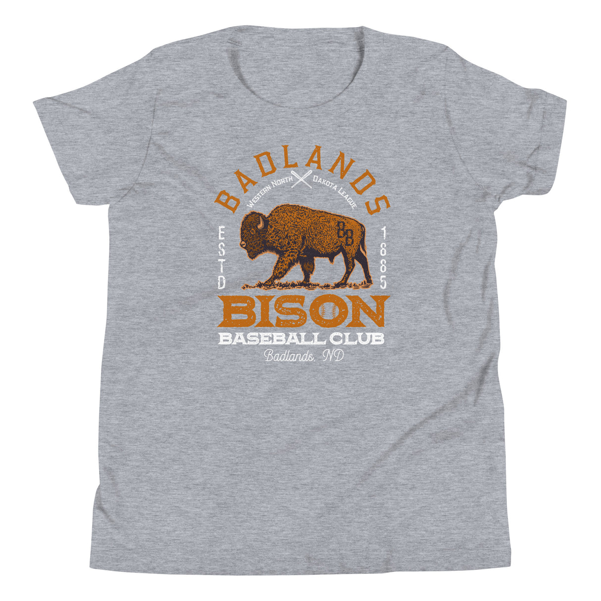 Badlands Bison Retro Minor League Baseball Team-Youth T-Shirt - outfieldoutlaws