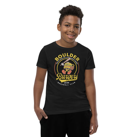 Boulder Burgers Retro Minor League Baseball Team-Youth T-Shirt - outfieldoutlaws