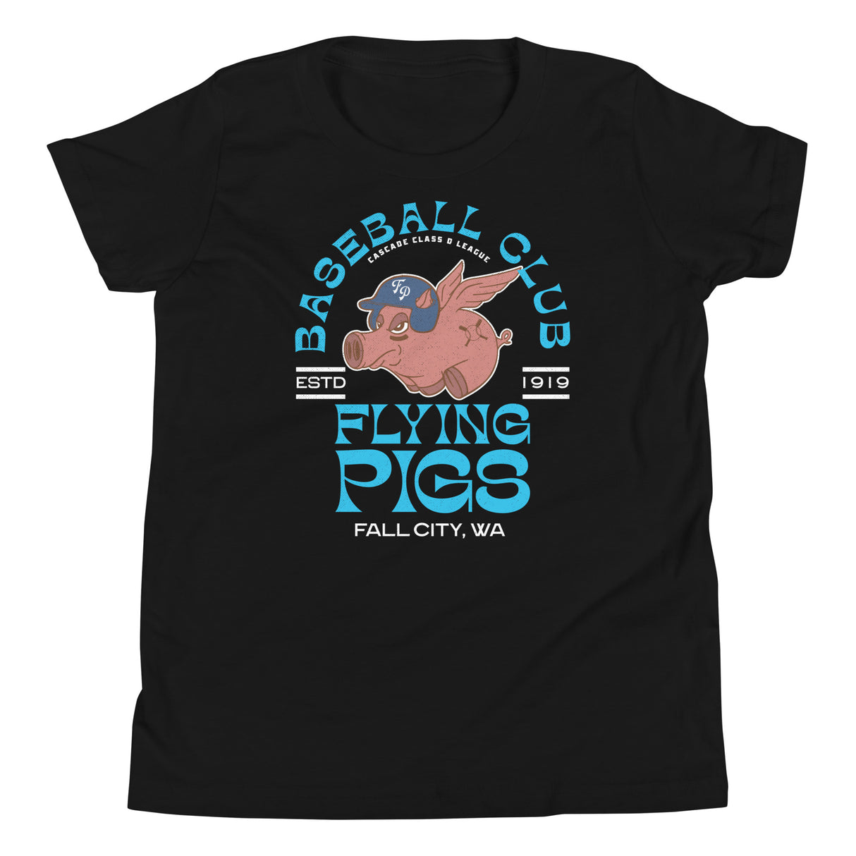 Fall City Flying Pigs Retro Minor League Baseball Team-Youth T-Shirt - outfieldoutlaws