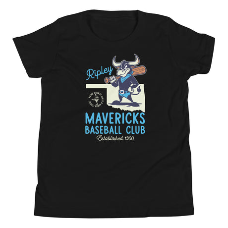 Ripley Mavericks Retro Minor League Baseball Team-Youth T-Shirt - outfieldoutlaws