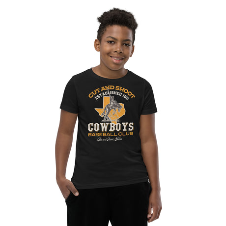 Cut and Shoot Cowboys Retro Minor League Baseball Team-Youth T-Shirt - outfieldoutlaws