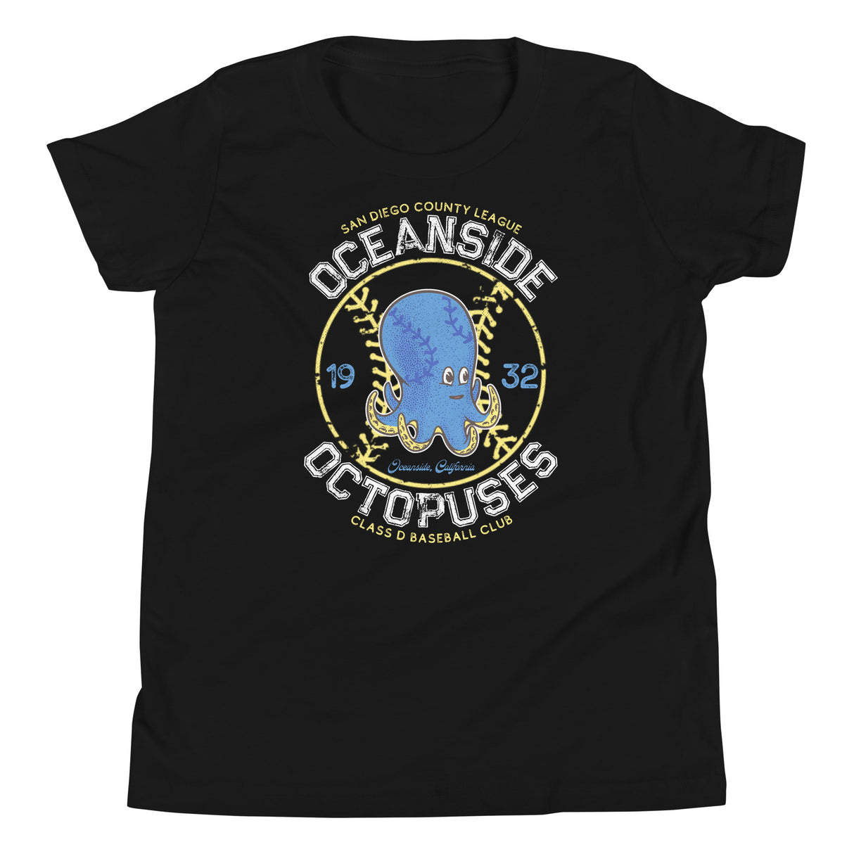 Oceanside Octopuses Retro Minor League Baseball Team-Youth T-Shirt - outfieldoutlaws