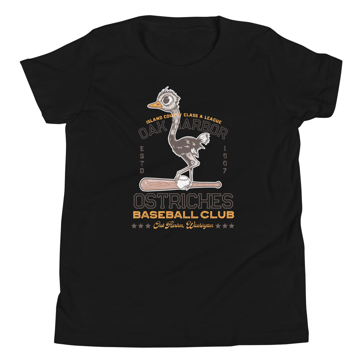 Oak Harbor Ostriches Retro Minor League Baseball Team-Youth T-Shirt - outfieldoutlaws