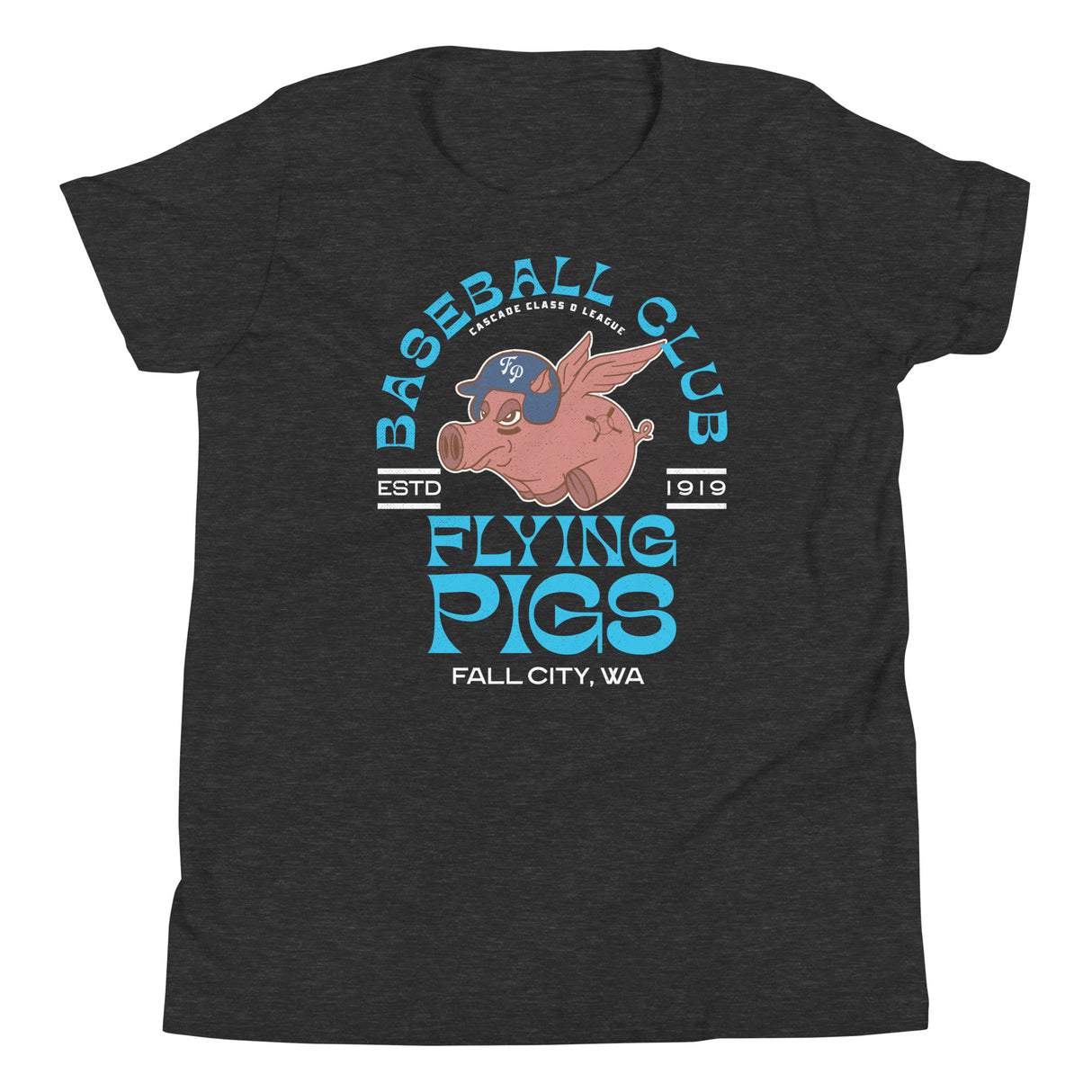 Fall City Flying Pigs Retro Minor League Baseball Team-Youth T-Shirt - outfieldoutlaws