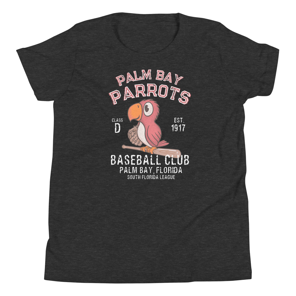 Palm Bay Parrots Retro Minor League Baseball Team-Youth T-Shirt - outfieldoutlaws