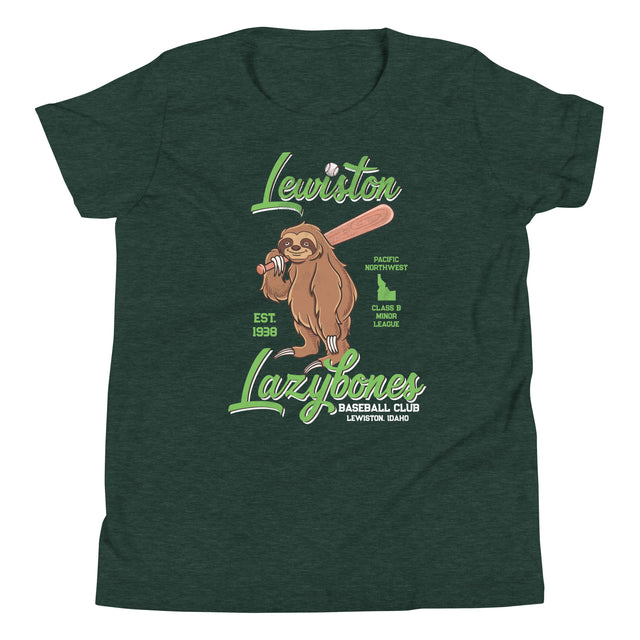 Lewiston Lazybones Retro Minor League Baseball Team-Youth T-Shirt - outfieldoutlaws