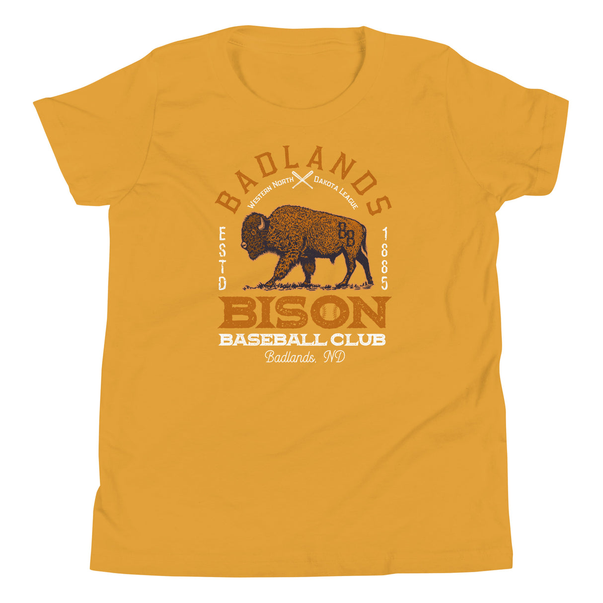 Badlands Bison Retro Minor League Baseball Team-Youth T-Shirt - outfieldoutlaws