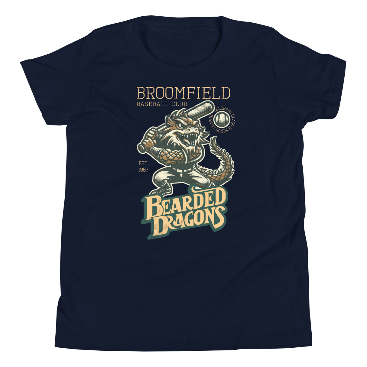 Broomfield Bearded Dragons Retro Minor League Baseball Team-Youth T-Shirt - outfieldoutlaws