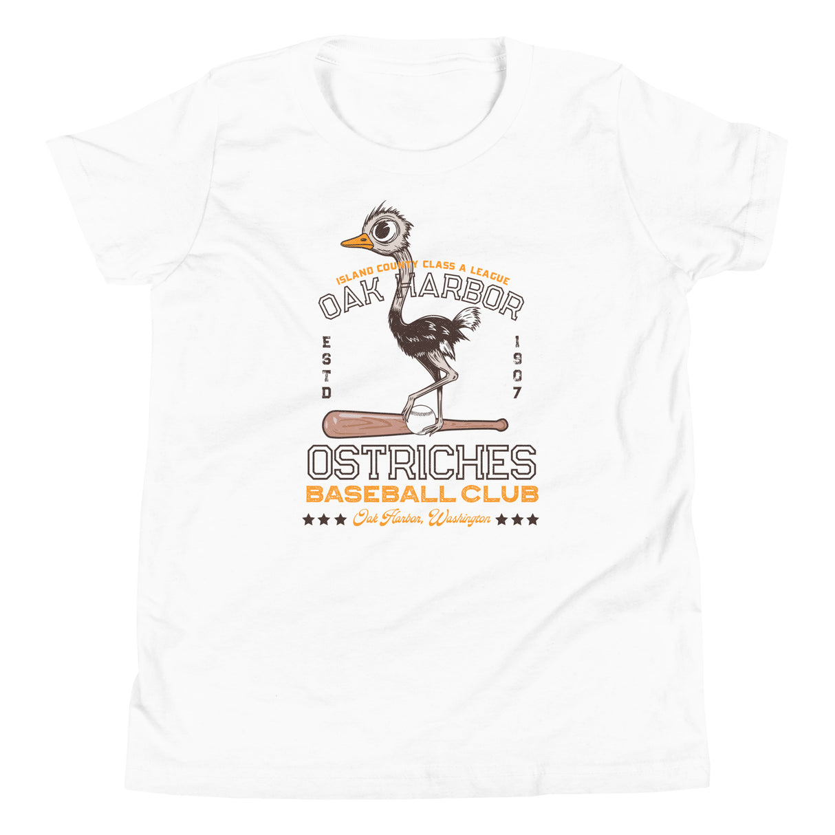 Oak Harbor Ostriches Retro Minor League Baseball Team-Youth T-Shirt - outfieldoutlaws